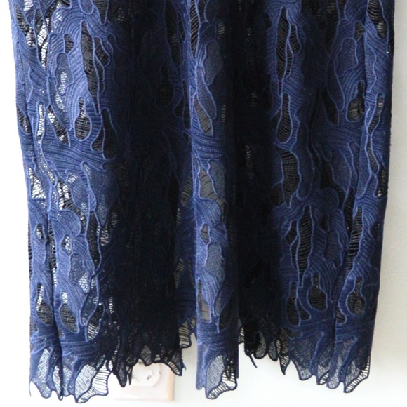 Navy Strapless Lace Dress with Florette Detail - Picture 6 of 6